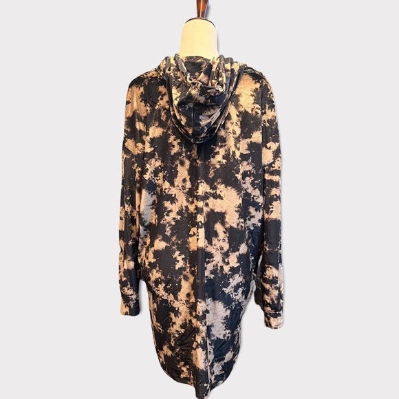 TOPSHOP Tunic Hoodie Women 10 Brown Black Velvet Feel Pullover Oversized Relaxed - Picture 2 of 7